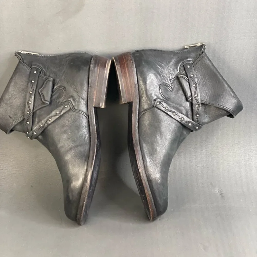 FREE PEOPLE Alamosa Ankle Black leather booties  size 5.5 (36)
